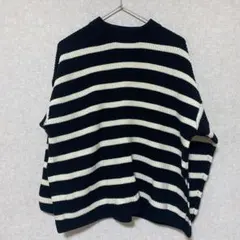 H&M ボーダーニット ブラック アイボリー S