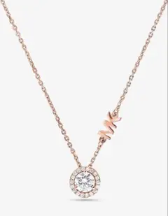 値下げ中‼️ MICHAEL KORS ローズゴールド パヴェ ハロ ネックレス