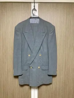 90's ヴィンテージスーツ　ダブル　L　A6 ライトグレー　成人式に　美品
