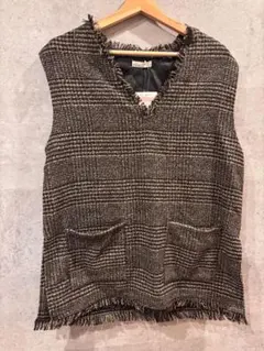 ツイード風 ベスト ジレ ブラック系