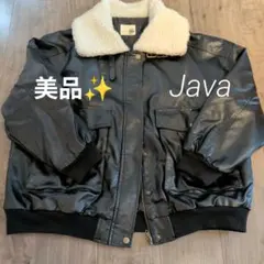 Java ボア襟 フェイクレザージャケット　美品✨️のサムネイル