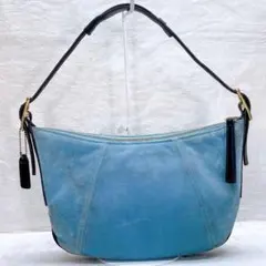 ✨激レア✨Coach コーチ ワンショルダー スエード ブルー レザー ロゴ