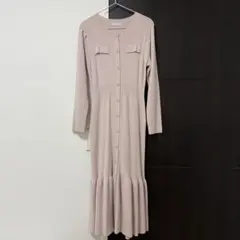 CELFORD ニットロングワンピース ボタン付き ピンク 36サイズ