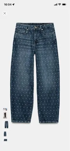 ◉ZARA ドットプリントミッドライズテーパードパンツ　アンクルレッグのサムネイル
