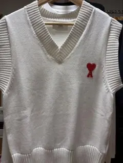 ami ホワイト Vネック ノースリーブ セーター