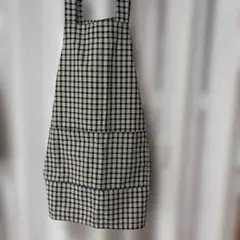 チェック柄エプロンちょいがけ後ろ結ばないキッズ子どもにも茶色
