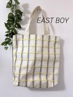 EASTBOY トートバッグ チェック柄　グレーイエロー