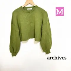 archives オリーブグリーン クロップドニット