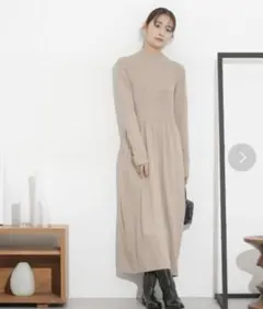 ナノユニバース ニットワンピース ベージュ