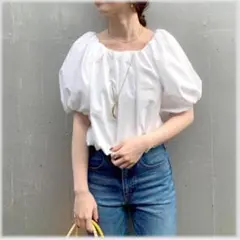 未使用品♡SHENERY ボリュームショートブラウス♡ホワイトF　レディース♡のサムネイル
