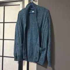 青緑色 ニットカーディガンメンズ