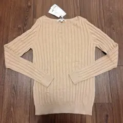 新品未使用　UNIQLO コットンカシミヤ ワイドリブセーター ベージュ Mのサムネイル