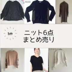大人可愛い ニットまとめ売り 6点セットVネック　刺繍　ELLE　エピデミーク