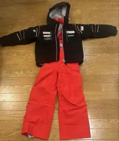 DESCENTE 子供用スキーウェア 黒　赤　上下セット