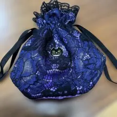 ANNA SUI巾着ポーチ パープル×ブラック レースのサムネイル