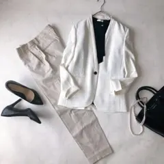 【新品あり】洗える ノーカラージャケット パンツ セットアップ ブラウスおまけ