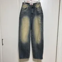 ストレートウォッシュドデニムパンツ　blackup ootj