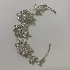 シルバー 花 パール ヘッドドレス