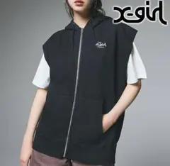 X-girl ノースリーブ ジップパーカー ブラック