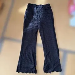 ダークネイビー スカラップヘム イージーパンツ