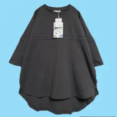 新品未使用☆チャコール☆ハシゴレースオーバーサイズフットボールTシャツ☆Mサイズ