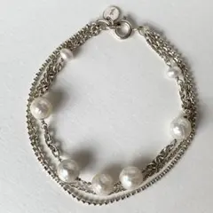 パール シルバー 3連ブレスレット｜17.5cm［ageteアガット］925銀