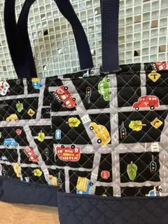 レッスンバッグ　上履き入れ　二点セット　ハンドメイド　男の子　車　乗り物