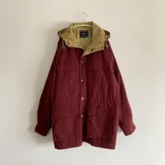 90s ヴィンテージ レトロ 古着 中綿モッズコート バーガンディ ワインレッドのサムネイル