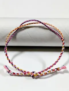 多色編みブレスレット 調整可能 ハンドメイド ミサンガ