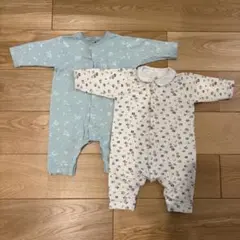 プチバトー　花柄コットンロンパース 12M/74cm
