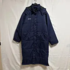 美品　アシックス　防寒　フーディ　中綿入り　ベンチコート　丈長め　L