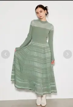 美品リエンダシアーボーダーフレア ニットワンピース定価14,300ZARAH＆M