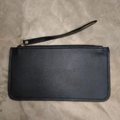 ブラックファスナー付きポーチ、通帳ケース
