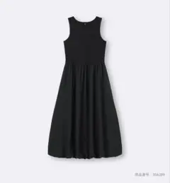 GU ノースリーブ バルーンヘム ワンピース ブラック