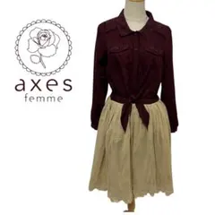 axes femme シャツワンピース ワインレッド　レース　チェック　Mサイズ