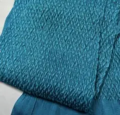 w-044 正絹帯揚げ ふくれ織り金ラメ入り　振袖　成人式　ターコイズブルー