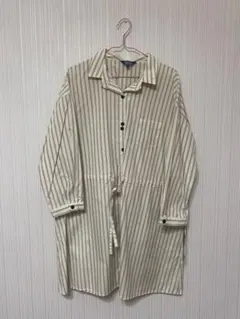 アイボリー ストライプ 五分袖シャツ