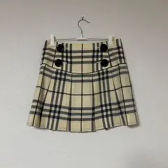 バーバリーブルーレーベル ノバチェック プリーツ スカート ミニ フレア ボタン