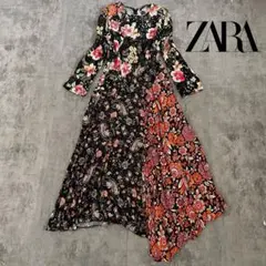 ZARA WOMAN パッチワークミディワンピース