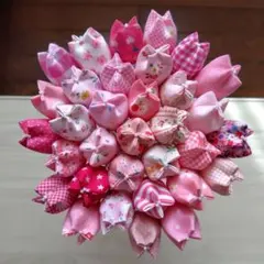[571]布チューリップ(ピンク系) パッチワーク ハンドメイド　母の日