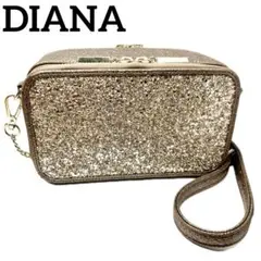 DIANA ダイアナ　グリッター ショルダーバッグ ピンク　ゴールド