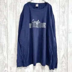 ギルダン 長袖Tシャツ 英字ロゴ XL 紺 丸首 クルーネック ゆったりサイズのサムネイル