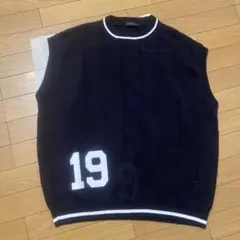 niko and ニコアンド　ニットベスト　黒✖️白