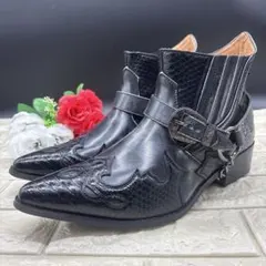❤️極美品❤️ Zeeno ジーノ　ウエスタンブーツ　ブラックレザー　サイドジップのサムネイル