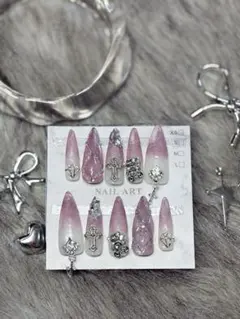 ネイルチップ 韓国 ピンク グラデ ギャル ガーリー ちゅるん ラメ キラキラ