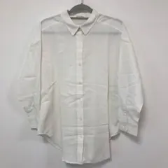 新品 Lugnoncureホワイトボタンアップシャツ 麻混シャツのサムネイル