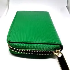 グリーンコインケース・小銭入れラウンドファスナー レザー型押し エピ柄