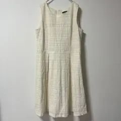 TALBOTS ノースリーブ ワンピース アイボリー レース調 フレア L