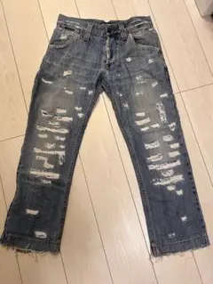 ドルチェアンドガッパーナー　ミッキーデニム48 DOLCE&GABBANA ドルチェ & ガッバーナ デニムパンツ ダメージ