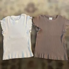 ZARA リブフリルTシャツ 2枚セット 148cmのサムネイル